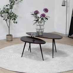 Salontafel Rosa set van 2 walnoot 90/70cm