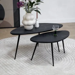 Salontafel Rosa set van 2 zwart 90/70cm