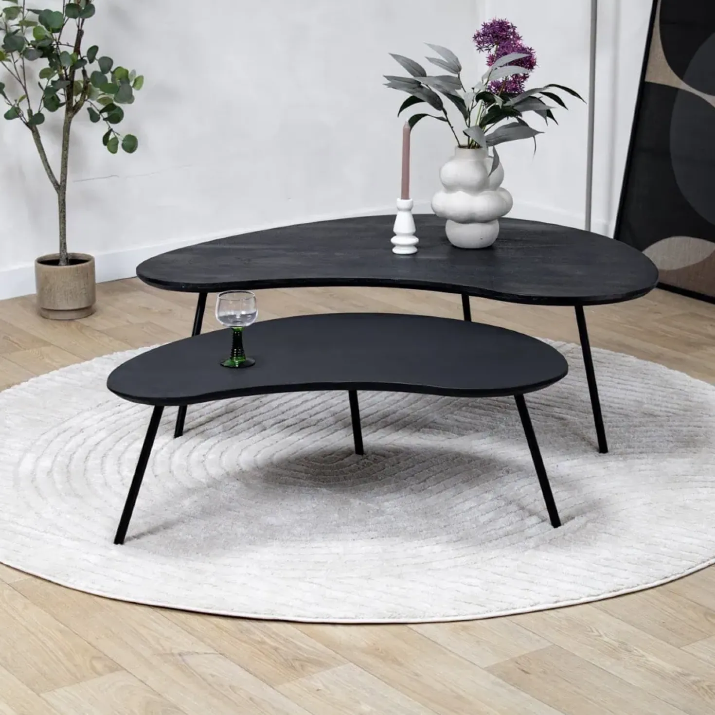 Salontafel Signe set van 2 zwart 120/92cm