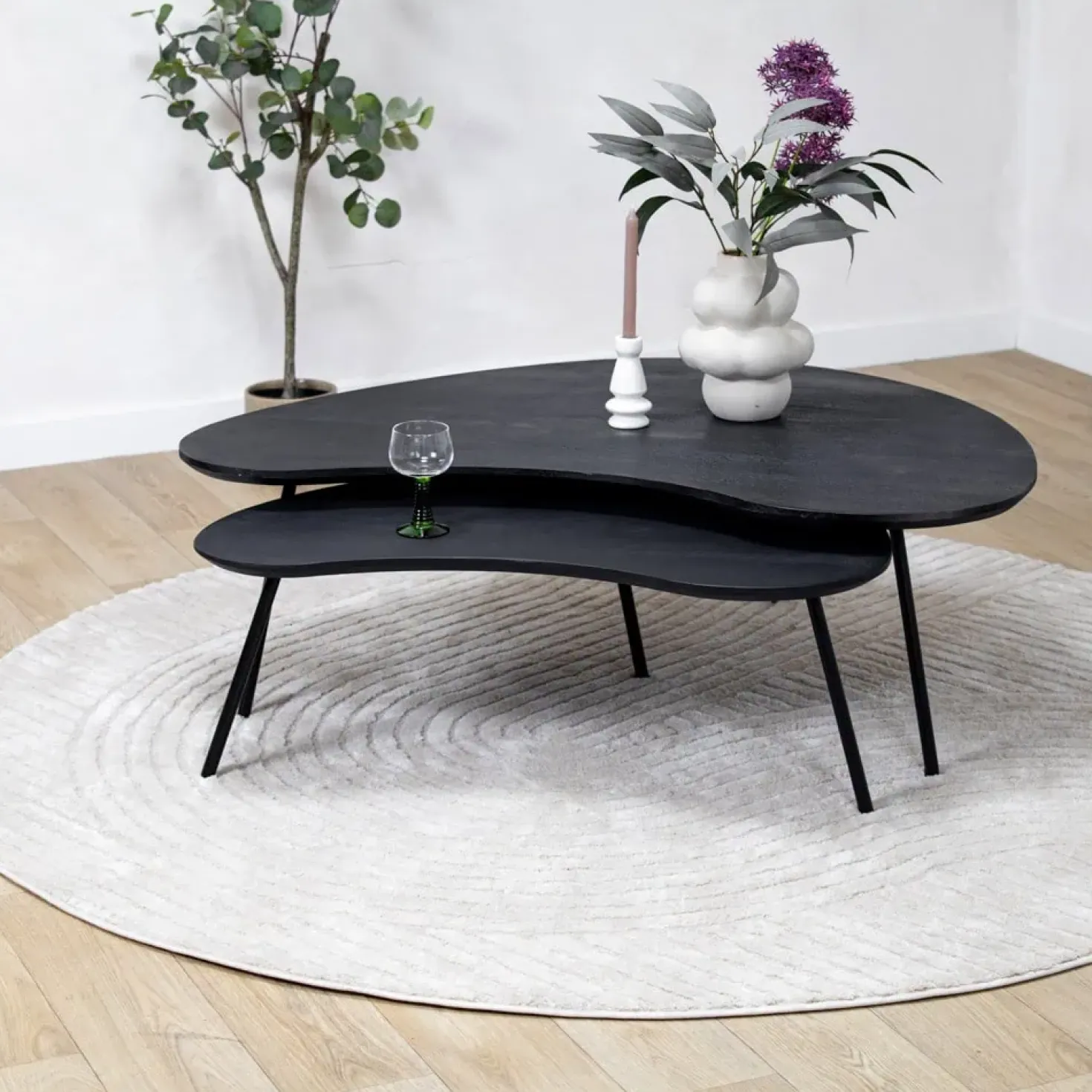 Salontafel Signe set van 2 zwart 120/92cm