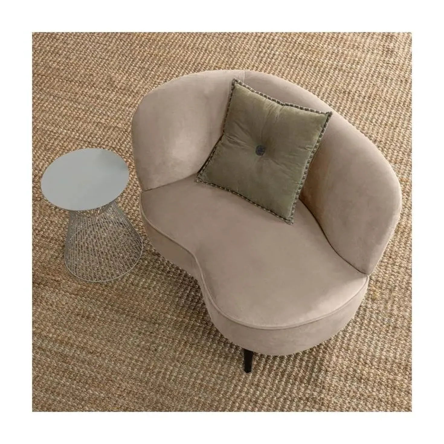 Sara Lounge Fauteuil Links Velvet Khaki 112cm