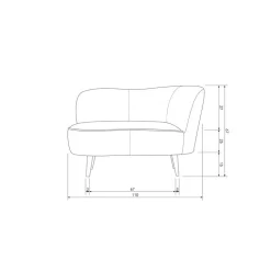 Sara Lounge Fauteuil Rechts Velvet Oker 112cm