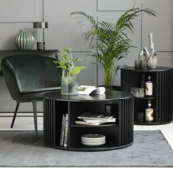 Sarita bijzettafel zwart eikenhoutfineer 60cm