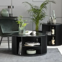 Sarita salontafel zwart eikenhoutfineer 85cm