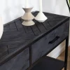 Scandi sidetable mangohout 2-lades 120cm zwart visgraat