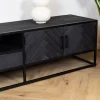 Scandi tv meubel industrieel mangohout visgraat zwart 165cm
