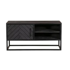 Scandi tv meubel industrieel mangohout visgraat zwart 165cm