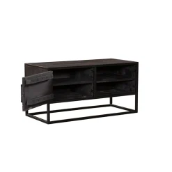 Scandi tv meubel industrieel mangohout visgraat zwart 165cm
