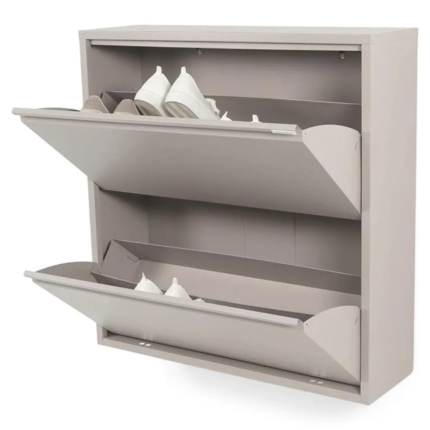 Schoenenkast industrieel Pippen (2 lades) – Taupe metaal