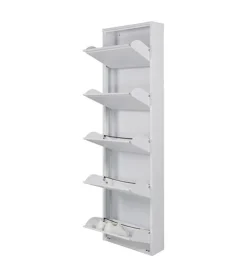 Schoenenkast industrieel Pippen (5 lades) – Wit metaal