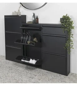 Schoenenkast industrieel Pippen (6 lades) – Zwart metaal