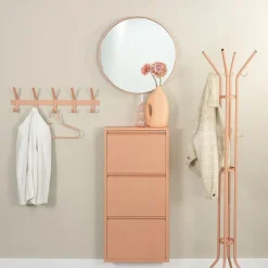 Schoenenkast industrieel Pippen (3 lades) – Terracotta metaal