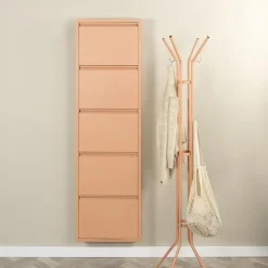 Schoenenkast industrieel Pippen (5 lades) – Terracotta metaal