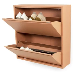 Schoenenkast industrieel Pippen (2 lades) – Terracotta metaal