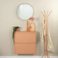 Schoenenkast industrieel Pippen (2 lades) – Terracotta metaal