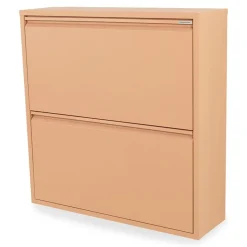 Schoenenkast industrieel Pippen (2 lades) – Terracotta metaal