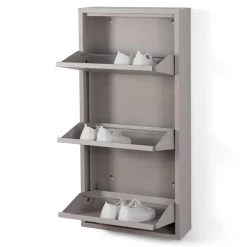 Schoenenkast industrieel Pippen (3 lades) – Taupe metaal