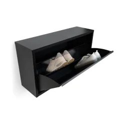 Schoenenkast industrieel Pippen XL (1 lade) - zwart metaal