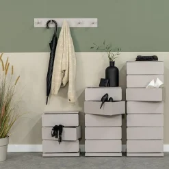 Schoenenkast industrieel Rodman (3 lades) – Taupe metaal