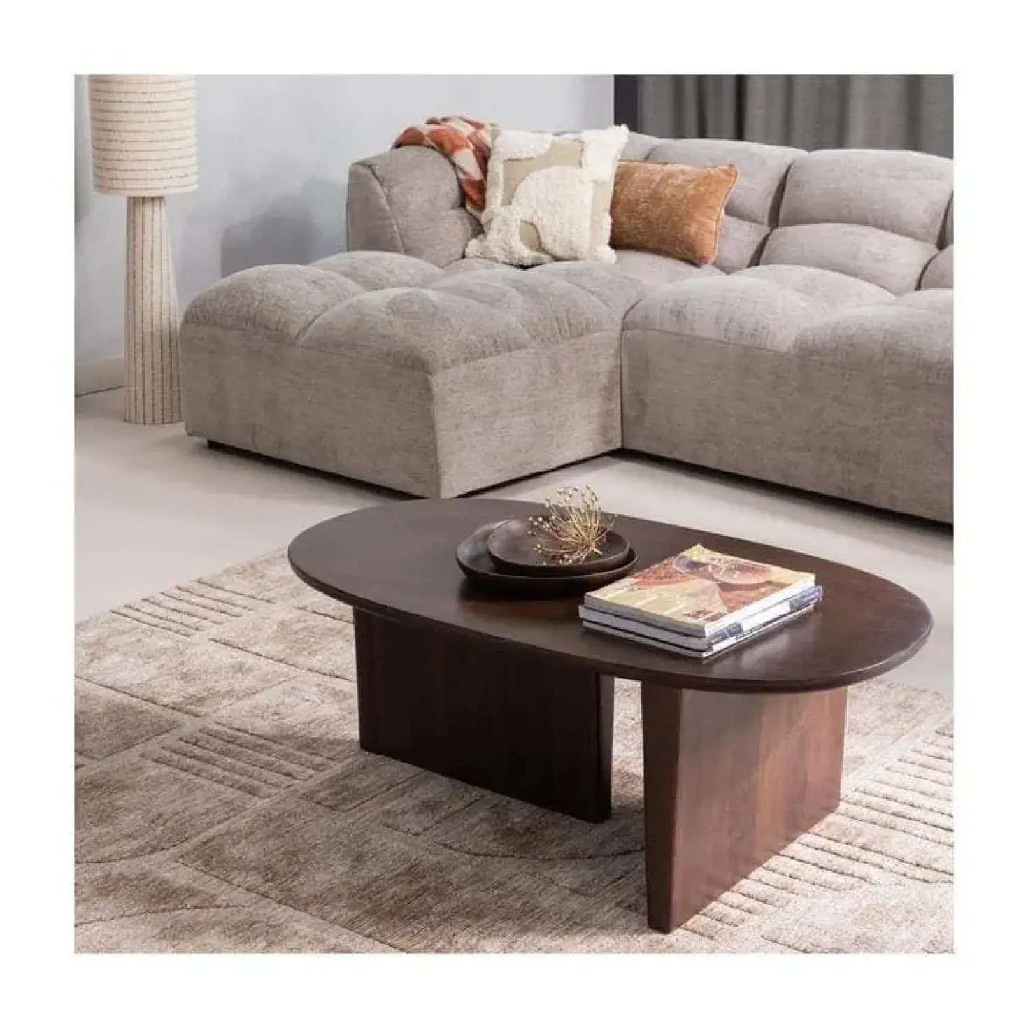 Seam Salontafel ovaal Mangohout Donkerbruin 110cm