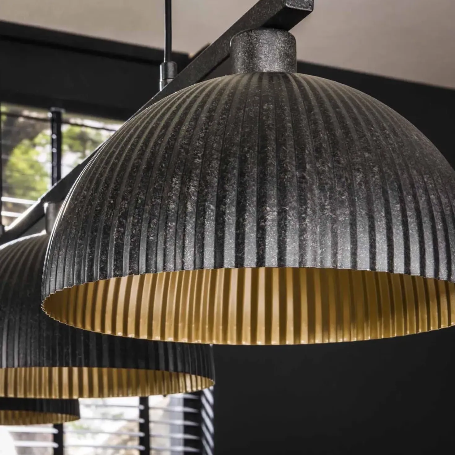 Sean 3-lichts Hanglamp ribbel goud/zwart