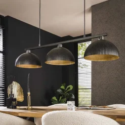 Sean 3-lichts Hanglamp ribbel goud/zwart
