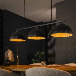 Sean 3-lichts Hanglamp ribbel goud/zwart