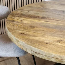 Senna eettafel industrieel rond mangohout 130cm