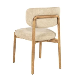 Serene Rune Eetkamerstoel Bruin hout - Taupe stof