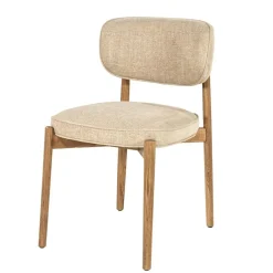 Serene Rune Eetkamerstoel Bruin hout - Taupe stof