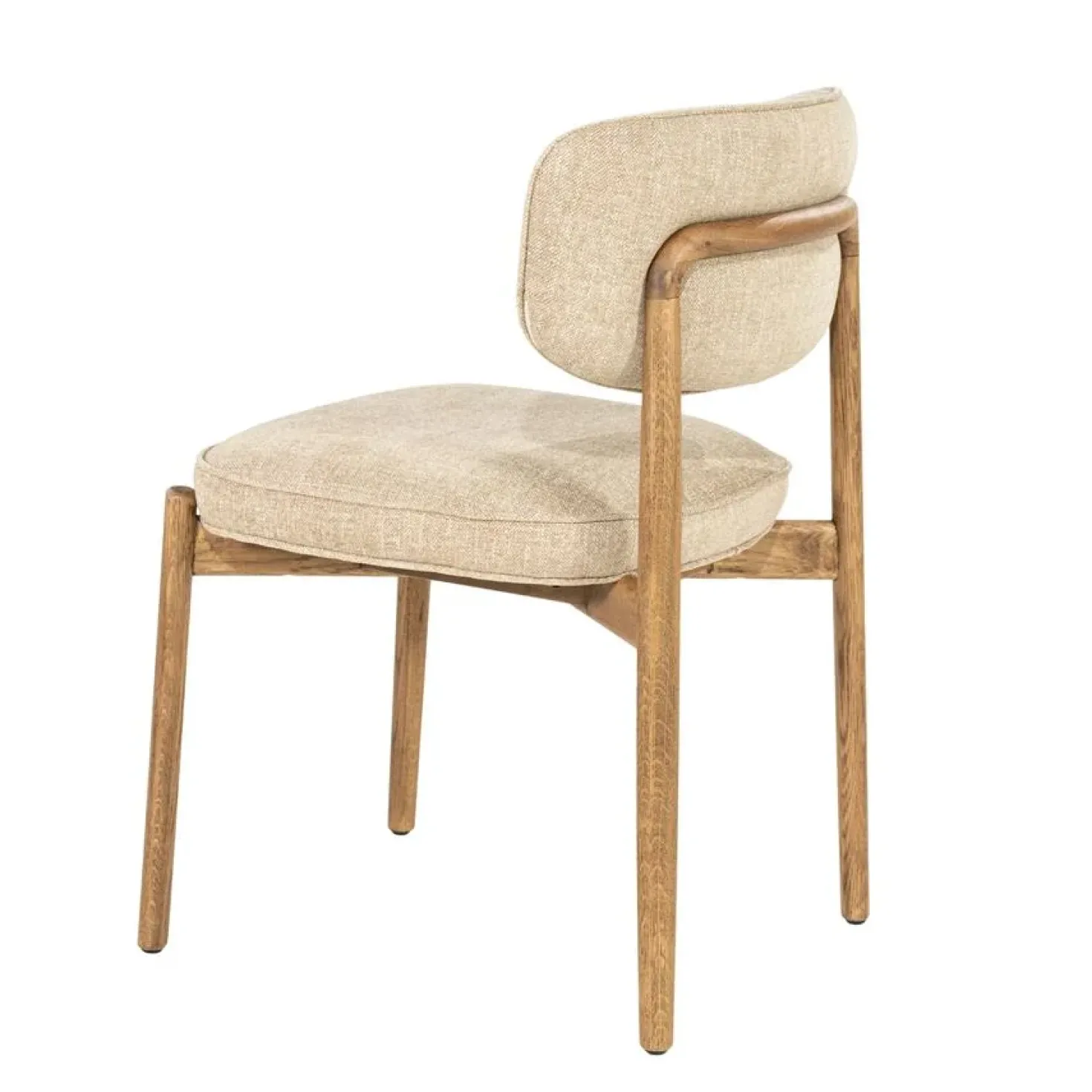 Serene Rune Eetkamerstoel Bruin hout - Taupe stof