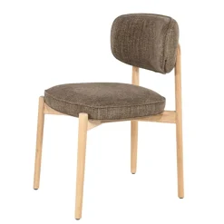 Serene Rune Eetkamerstoel Naturel hout - Bruine stof