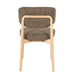 Serene Rune Eetkamerstoel Naturel hout - Bruine stof