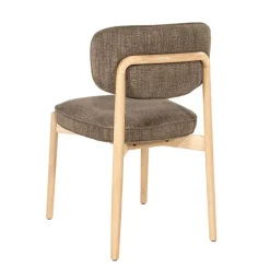 Serene Rune Eetkamerstoel Naturel hout - Bruine stof