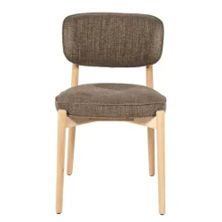Serene Rune Eetkamerstoel Naturel hout - Bruine stof