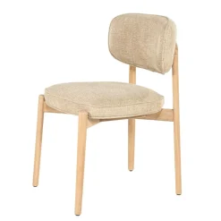 Serene Rune Eetkamerstoel Naturel hout - Taupe stof