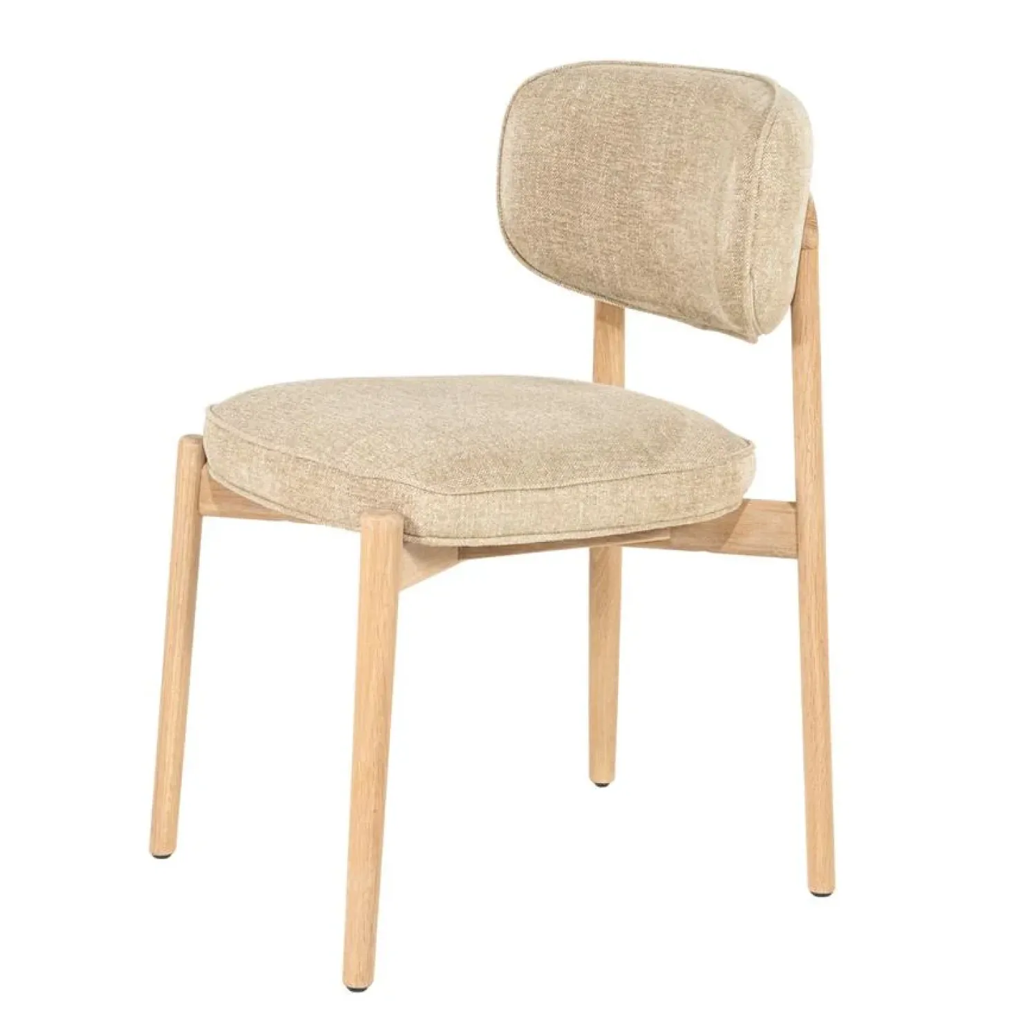 Serene Rune Eetkamerstoel Naturel hout - Taupe stof