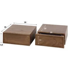 Shaun Zwevend Set van 2 Nachtkastjes 1 lade Acaciahout 35cm