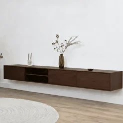 Sigge Zwevend Tv meubel walnoot 240cm