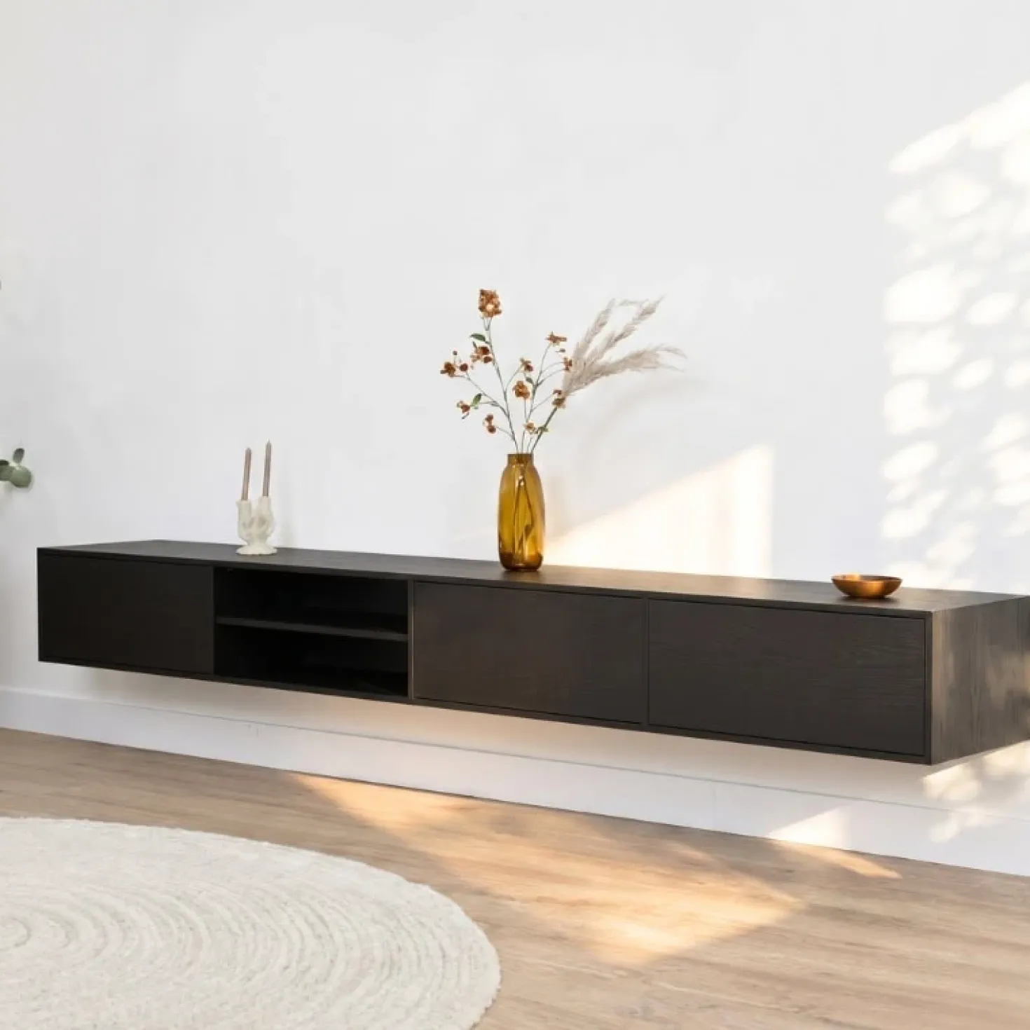 Sigge Zwevend Tv meubel zwart 240cm