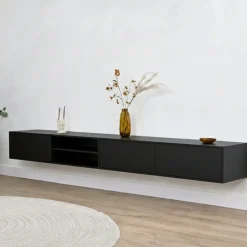 Sigge Zwevend Tv meubel zwart 240cm