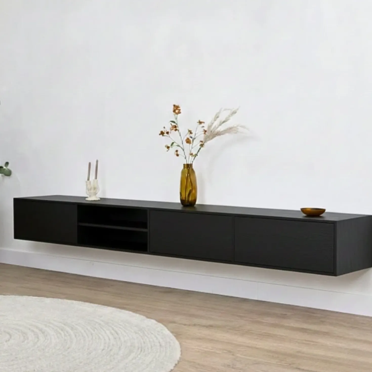 Sigge Zwevend Tv meubel zwart 240cm