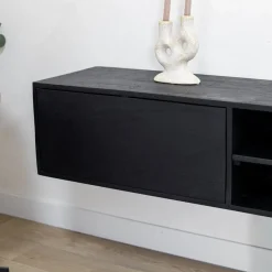 Sigge Zwevend Tv meubel zwart 200cm