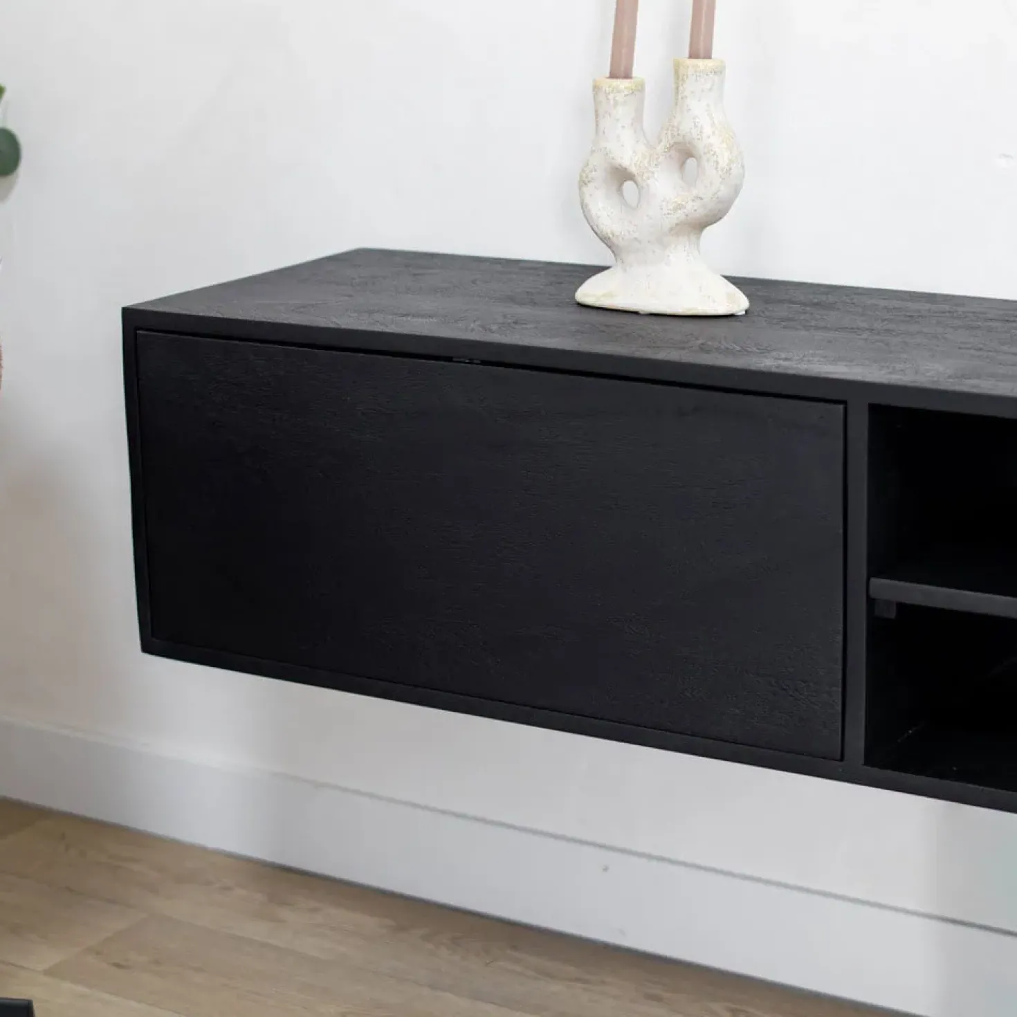 Sigge Zwevend Tv meubel zwart 200cm