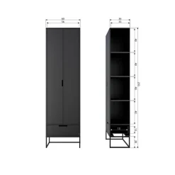 Silas Hoge Wandkast Essen Blacknight 60cm