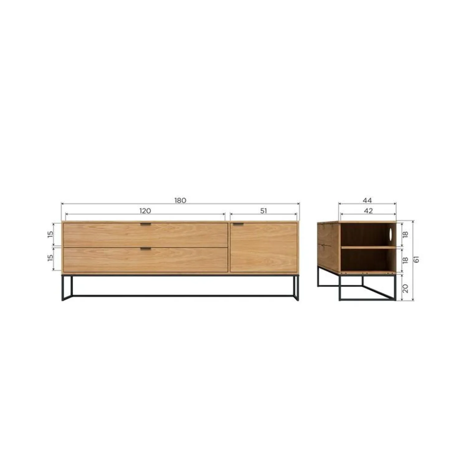 Silas TV Meubel 180 cm Eiken Decor 180cm