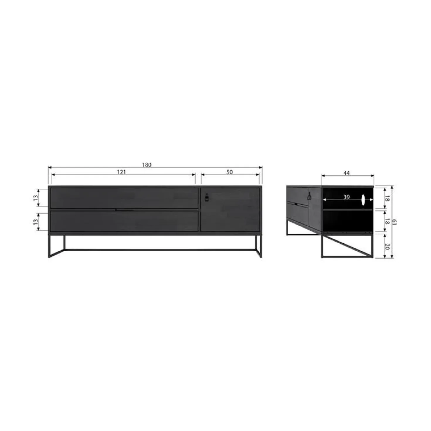 Silas TV Meubel 180 cm Grenen Dust 180cm
