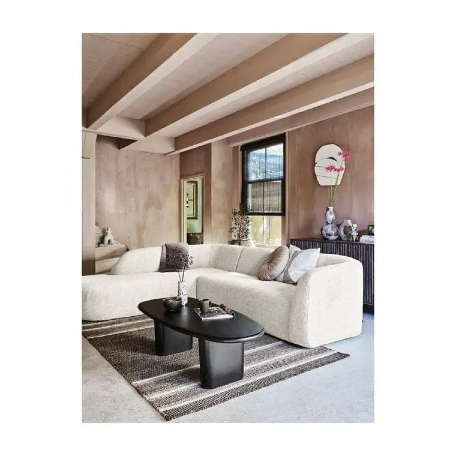 Sloping Hoekbank Links Pearl Melange