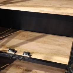 Smalle vitrinekast Garcia industrieel zwart hout 80cm