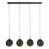 Solaro 4-lichts Hanglamp Bruin glas